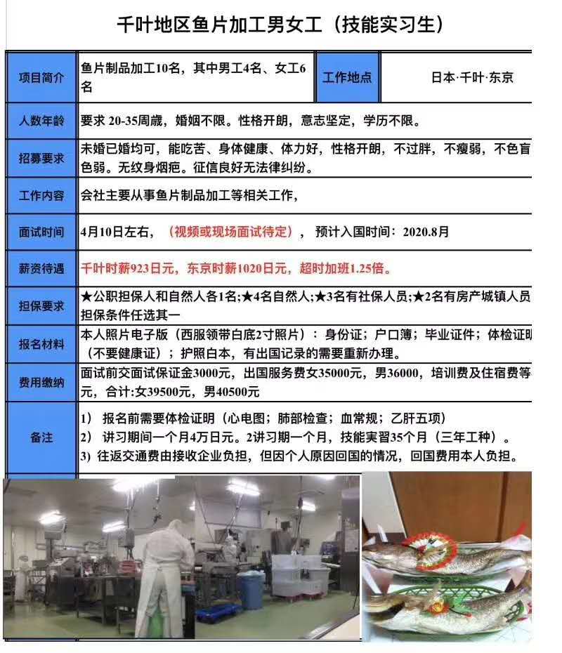 赴日本夫妻工、男女同招訂單